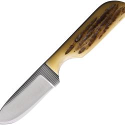 Couteau Fixe Anza Lame Acier 5,72 cm Manche Os &Eacute;tui Cuir AZ81LJB