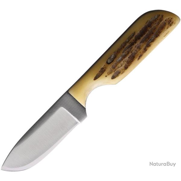 Couteau Fixe Anza Lame Acier 5,72 cm Manche Os �tui Cuir AZ81LJB