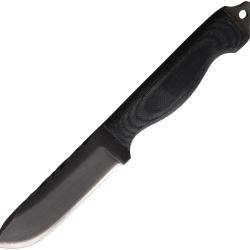 Couteau Fixe Anza Boddington Lame Acier Manche Micarta Noir &Eacute;tui Cuir AZBM