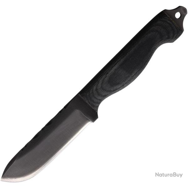 Couteau Fixe Anza Boddington Lame Acier Manche Micarta Noir �tui Cuir AZBM