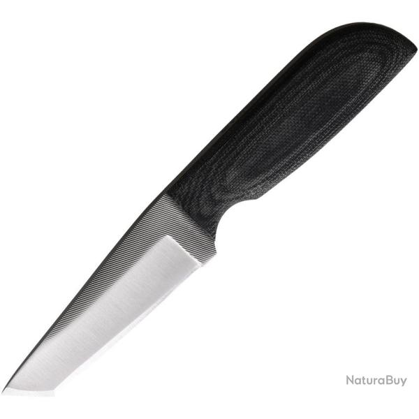 Couteau Fixe Anza Lame Acier 8,89 cm Tanto Manche Micarta Noir �tui Cuir AZJWKR1M