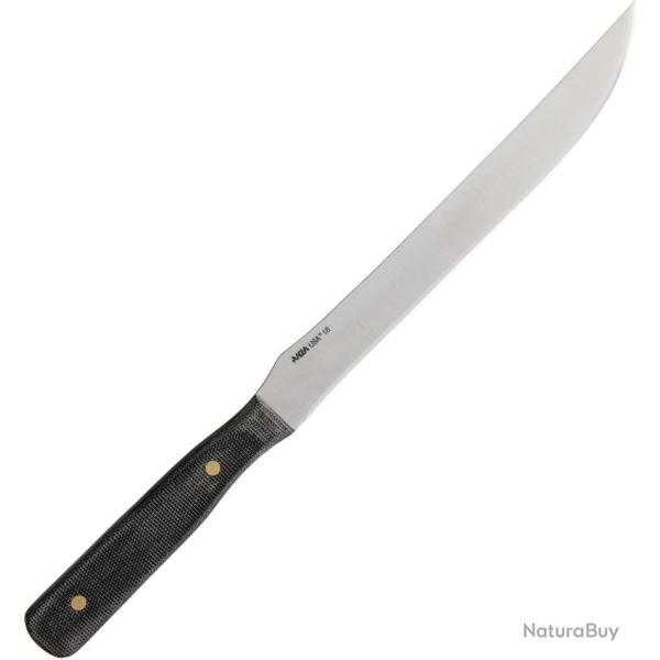 Couteau Fixe Anza Fillet Lame Acier 1095HC Manche Micarta Noir �tui Cuir AZLFM