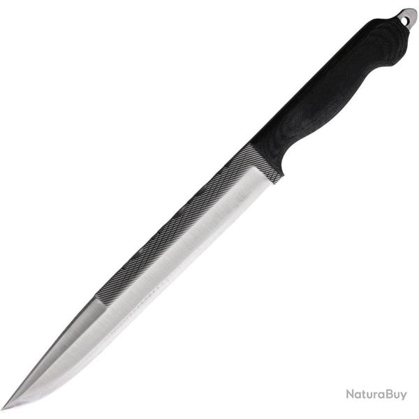 Couteau Fixe Anza Pig Slayer Lame Acier Manche Micarta Noir �tui Cuir AZPSM