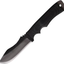 Couteau Fixe Anza Tracker Lame Acier Manche Micarta Noir &Eacute;tui Cuir AZTM