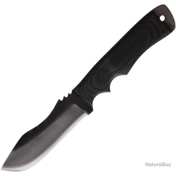 Couteau Fixe Anza Tracker Lame Acier Manche Micarta Noir �tui Cuir AZTM