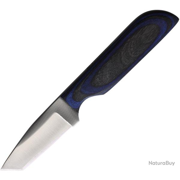 Couteau Fixe Anza Lame Acier Tanto Manche Bois Noir et Bleu �tui Cuir AZWKR1BBW
