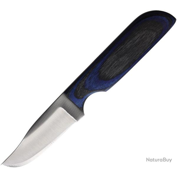 Couteau Fixe Anza Lame Acier Clip Point Manche Bois Noir et Bleu �tui Cuir AZWKR2BBW