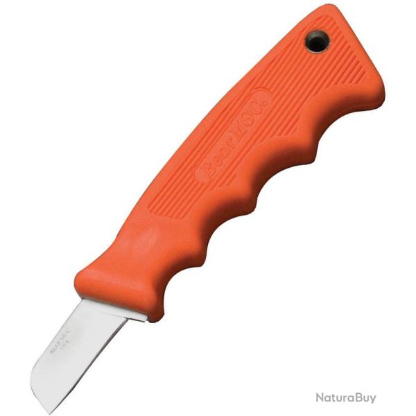 Couteau Fixe Bear & Son Cushion Grip Lame Inox Manche Caoutchouc Orange �tui Nylon BC4660