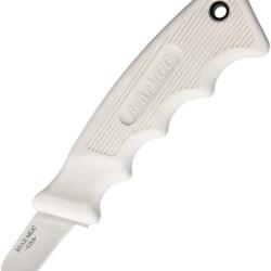Couteau Fixe Bear & Son Powergrip Utility Lame Acier 440 Manche Caoutchouc Blanc &Eacute;tui Nylon BC466W14