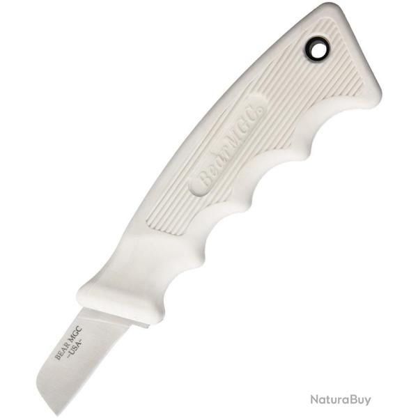 Couteau Fixe Bear & Son Powergrip Utility Lame Acier 440 Manche Caoutchouc Blanc �tui Nylon BC466W14