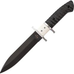 Couteau Bear & Son Subhilt Fighter Lame Acier D2 Drop Point Manche Os et G10 Blanc et Noir BC495DP