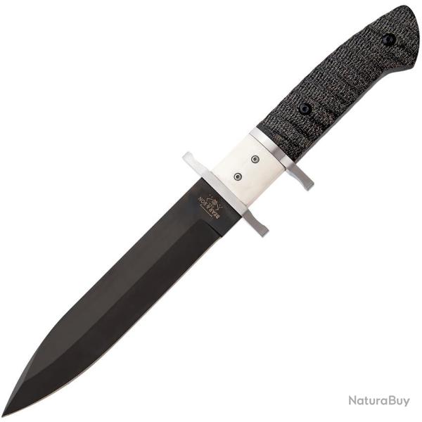 Couteau Bear & Son Subhilt Fighter Lame Acier D2 Drop Point Manche Os et G10 Blanc et Noir BC495DP