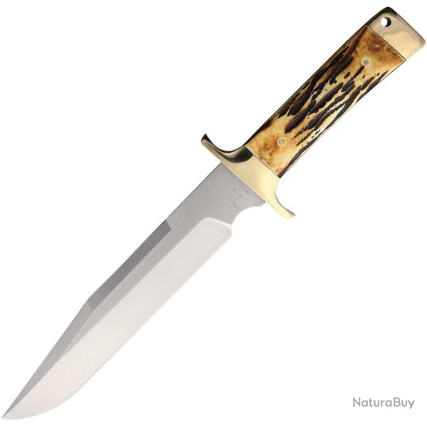 Couteau Fixe Bear & Son Freedom Fighting Bowie Lame Acier D2 Manche Os �tui Cuir BC503