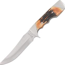 Couteau Fixe Bear & Son Upswept Skinner Lame Inox Manche Os &Eacute;tui Cuir BC577