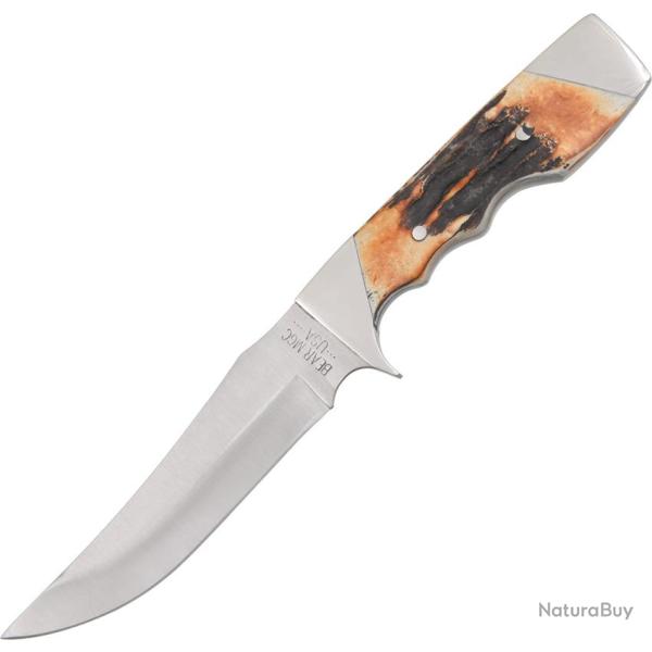 Couteau Fixe Bear & Son Upswept Skinner Lame Inox Manche Os �tui Cuir BC577