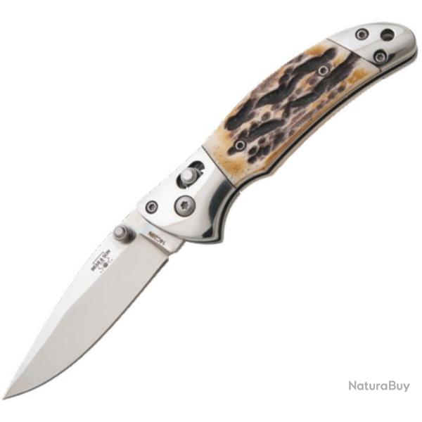 Couteau Pliant Bear & Son Lame Inox Drop Point Manche Os Slide Lock BC5S08