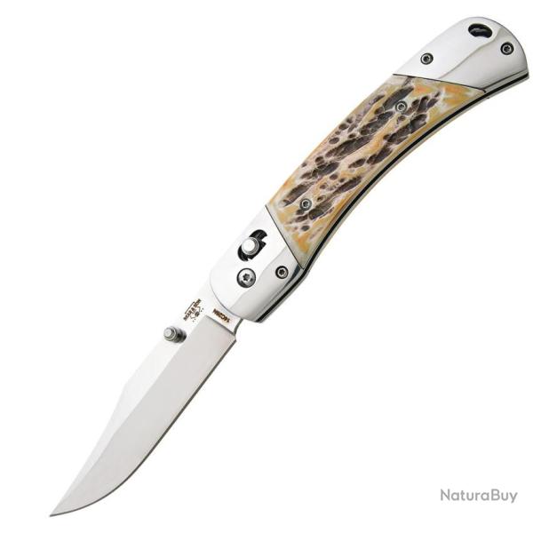 Couteau Pliant Bear & Son Lame Acier 14C28N Clip Point Manche Os Slide Lock BC5S97