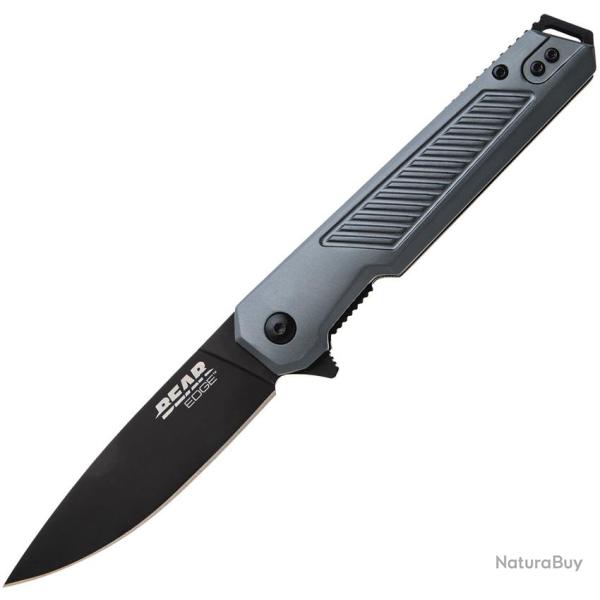 Couteau Pliant Bear & Son A/O Lame Acier 440 Drop Point Manche Aluminium Gris Linerlock BC71141