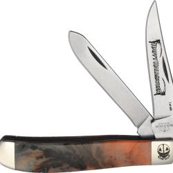 Couteau Bear & Son Mini Trapper Samhain Halloween Lame Inox Manche R&eacute;sine Noir et Orange BC907H26