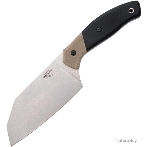 Couteau de Cuisine Bear & Son Lame Acier 14C28N Manche Micarta et G10 Marron et Noir BCG35