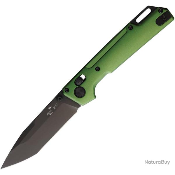 Couteau Bear & Son Nekama I Lame Acier 14C28N Tanto Manche Aluminium Vert Slide Lock BCMC1000ALOD