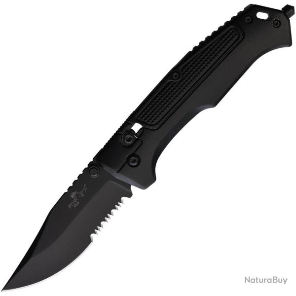 Couteau Bear & Son Rancor IV Lame Acier 14C28N Manche Aluminium Noir Slide Lock BCMC550AIBKBSR