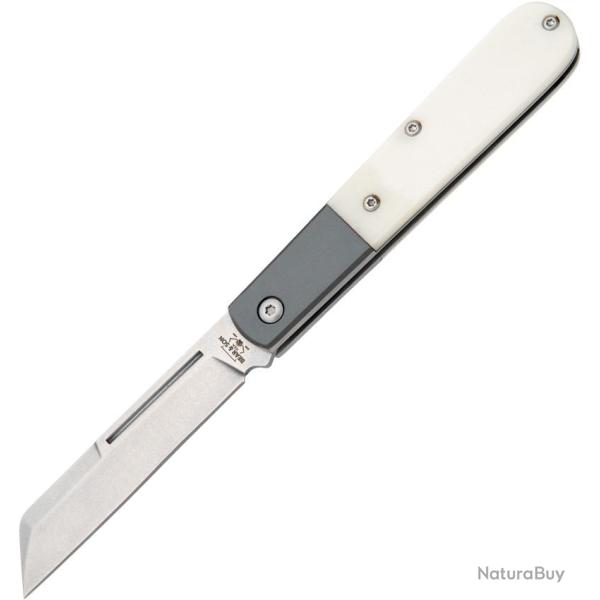 Couteau Pliant Bear & Son Modern Large Barlow Lame Acier D2 Sheepsfoot Manche Os Blanc BCMWSB180