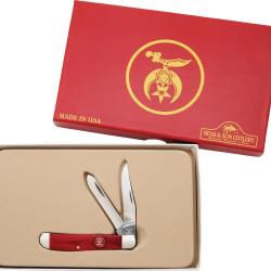 Couteau Pliant Bear & Son Shriners Trapper Lame Acier 440 Manche Os Rouge BCS607S