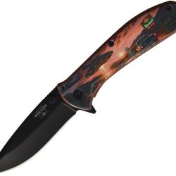 Couteau Bear & Son Alien Roswell A/O Lame Inox Drop Point Manche Inox Noir Framelock BCU112ACAF26