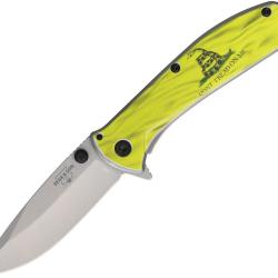 Couteau Pliant Bear & Son Gadsden A/O Lame Inox Drop Point Manche Inox Framelock BCU112AGF