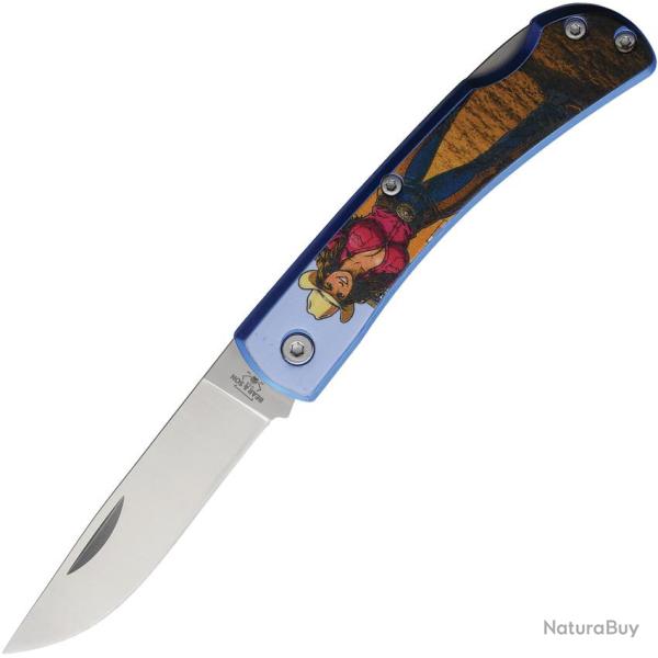 Couteau Pliant Bear & Son Farmhand Cowgirl Lame Inox Manche Aluminium Bleu Lockback BCU137LBLCG26