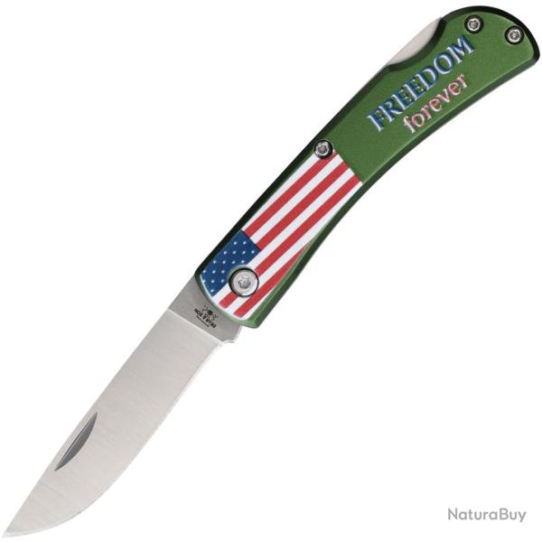 Couteau Pliant Bear & Son Farmhand Freedom Lame Inox Manche Aluminium Vert Lockback BCU137LODFF
