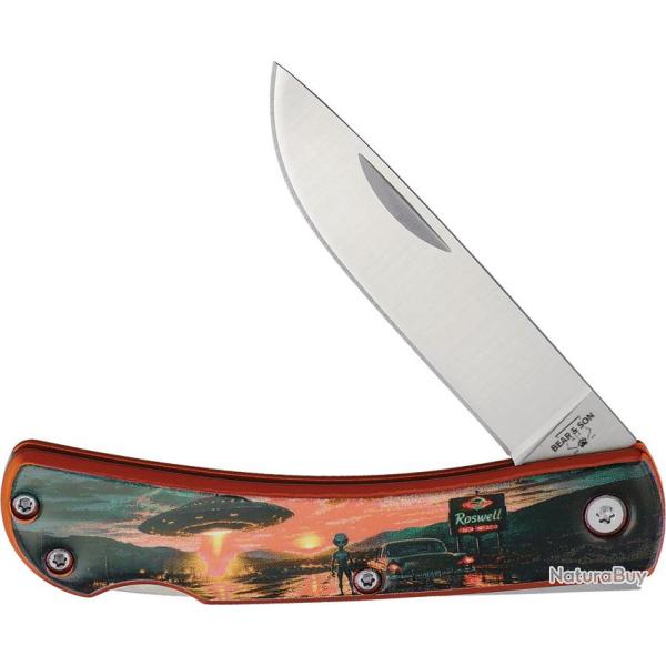 Couteau Pliant Bear & Son Farmhand Alien Lame Inox Manche Aluminium Orange Lockback BCU137LORAF26