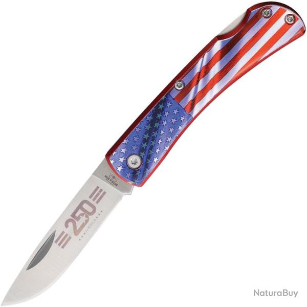 Couteau Pliant Bear & Son Farmhand 250th Lame Inox Manche Aluminium Rouge Lockback BCU137LRDUSA