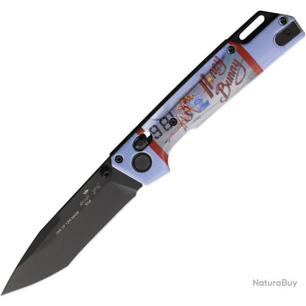 Couteau Bear & Son Nekama I Pinup Lame Acier 14C28N Manche Aluminium Vert Crossbar Lock BCU26FEB