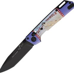 Couteau Bear & Son Nekama I Pinup Lame Acier 14C28N Manche Aluminium Bleu Crossbar Lock BCU26MAY