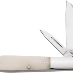 Couteau Pliant Bear & Son Large Barlow Lame Acier 440 Manche Os Blanc BCWSB280