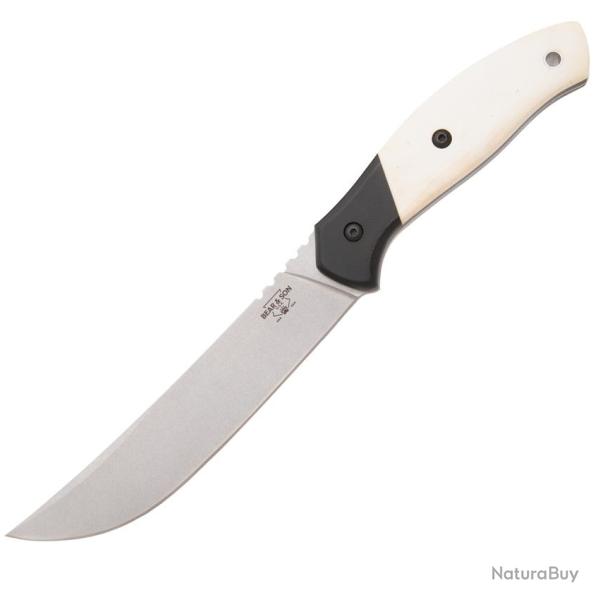 Couteau de Cuisine Bear & Son Lame Acier 14C28N Manche Micarta et G10 Blanc et Noir BCWSB34