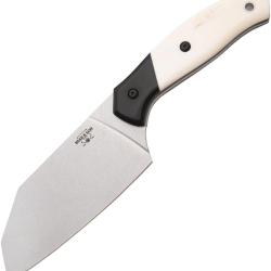 Couteau de Cuisine Bear & Son Lame Acier 14C28N Manche Micarta et G10 Blanc et Noir BCWSB35