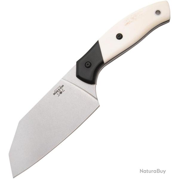 Couteau de Cuisine Bear & Son Lame Acier 14C28N Manche Micarta et G10 Blanc et Noir BCWSB35