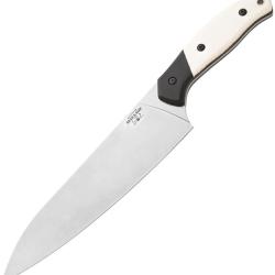 Couteau de Cuisine Bear & Son Chef's Lame Acier 14C28N Manche Os et G10 Blanc et Noir BCWSB39
