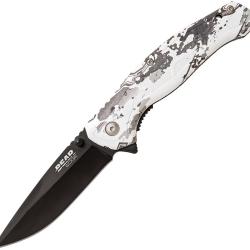 Couteau Pliant Bear Edge Brisk 2.0 Sideliner A/O Lame Acier 440 Manche Zytel Blanc BC61555
