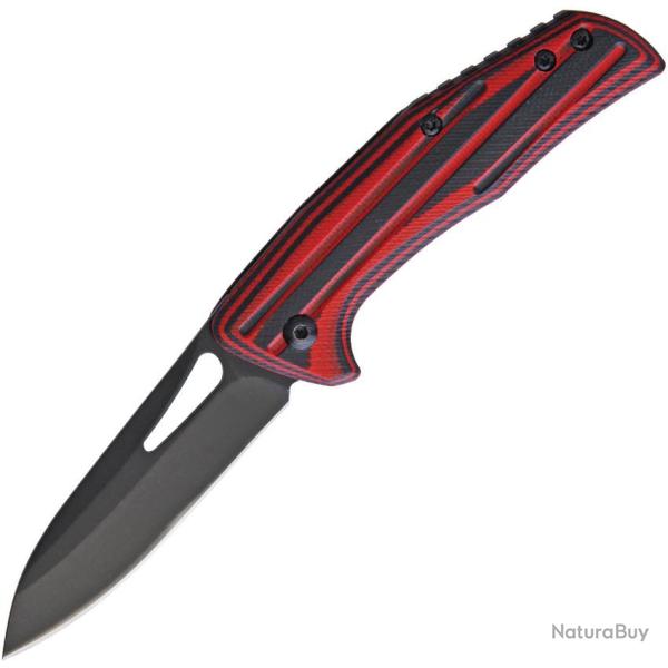 Couteau Pliant Benchmark Lame Inox Manche G10 Noir et Rouge Slip Joint BMK120