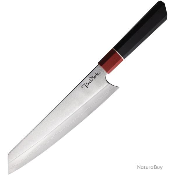 Couteau de Cuisine Benchmark Chef's Lame Acier Damas Manche G10 Noir et Rouge BMK128