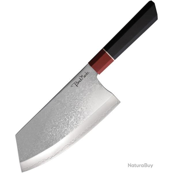 Couteau de Cuisine Benchmark Chopper Lame Acier Damas Manche G10 Noir et Rouge BMK130