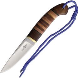 Couteau BenJahmin Knives Hunter Lame Acier 440C Manche Cuir et Palissandre et Laiton BKA017