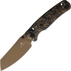 Couteau Bestech Knives Lame Acier CPM-MagnaCut Manche Fibre de Carbone Noir et Dor&eacute; BTKMK06T