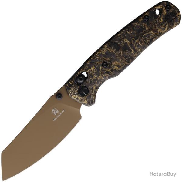 Couteau Bestech Knives Lame Acier CPM-MagnaCut Manche Fibre de Carbone Noir et Dor� BTKMK06T