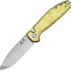 Couteau Bestech Knives Bestechman Goodboy Jr Lame Acier CPM-MagnaCut Manche Titane Dor&eacute; BTKMK10C3