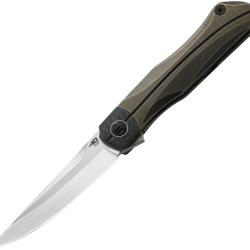 Couteau Bestech Knives Thyra Lame Acier M390 Manche Titane et Carbone Bronze Framelock BTKT2106B